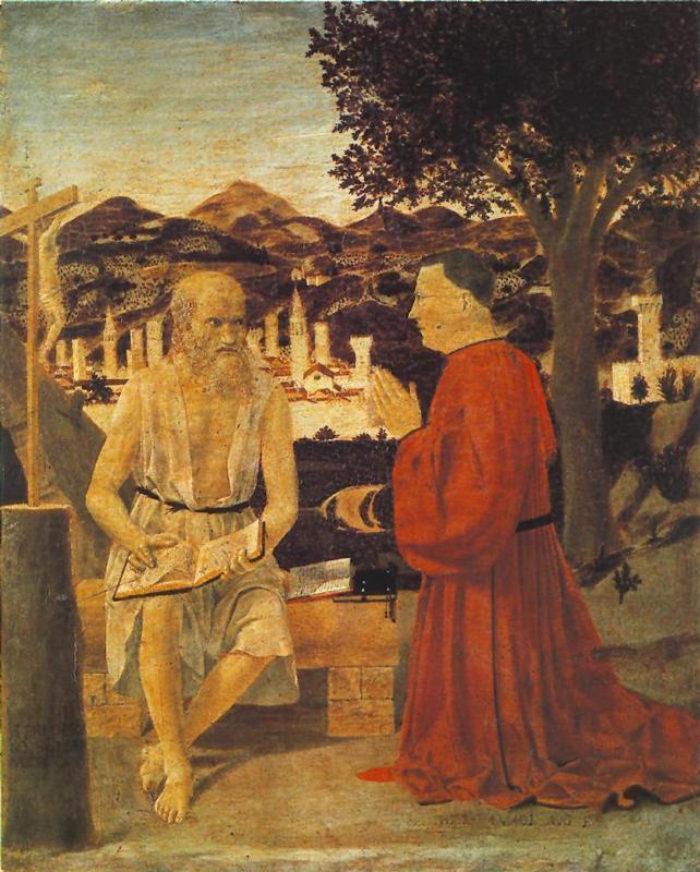 Piero della Francesca Saint Jerome and a Donor oil painting picture